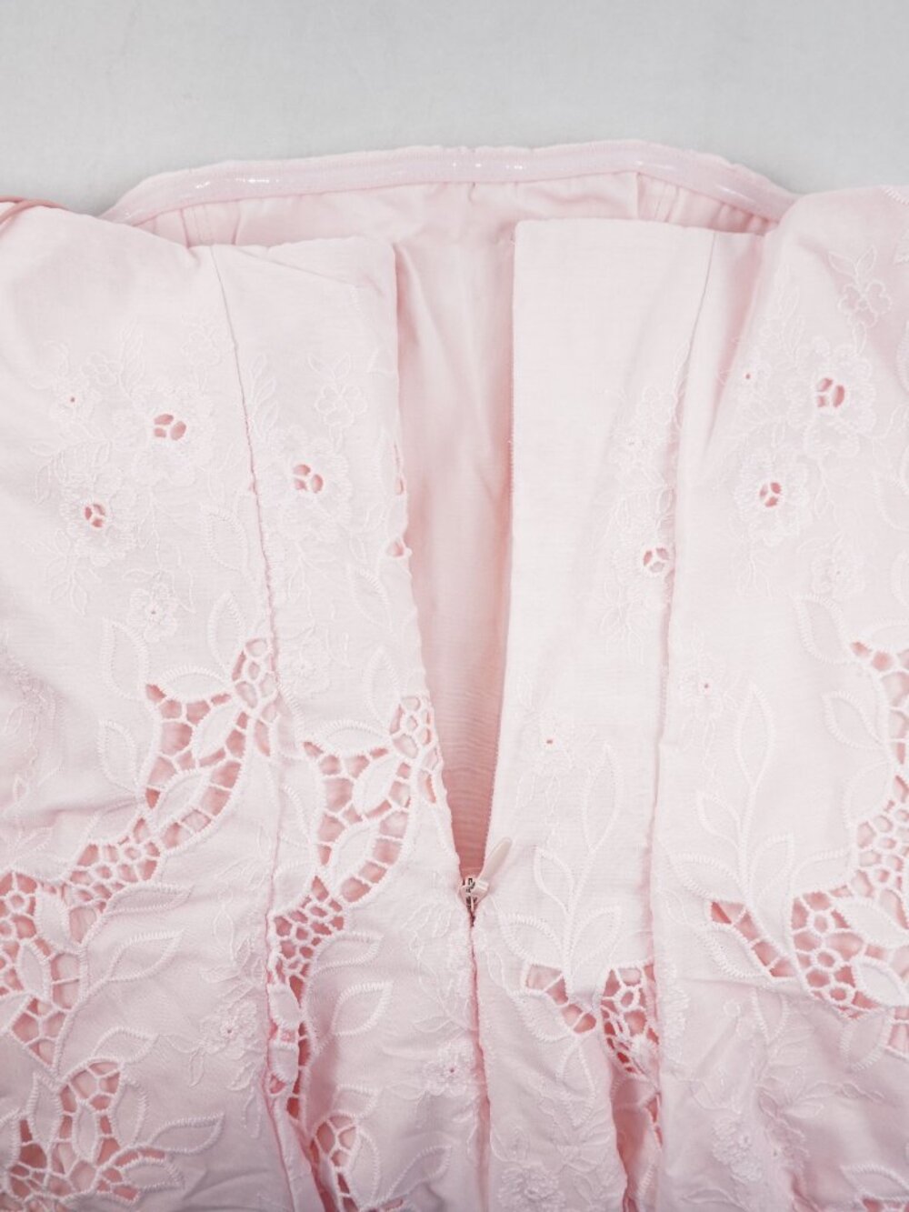 House Of CB Jemima Pink Strapless Cut Out Broderie Anglaise Mini Dress - Size XS - Picture 4 of 12